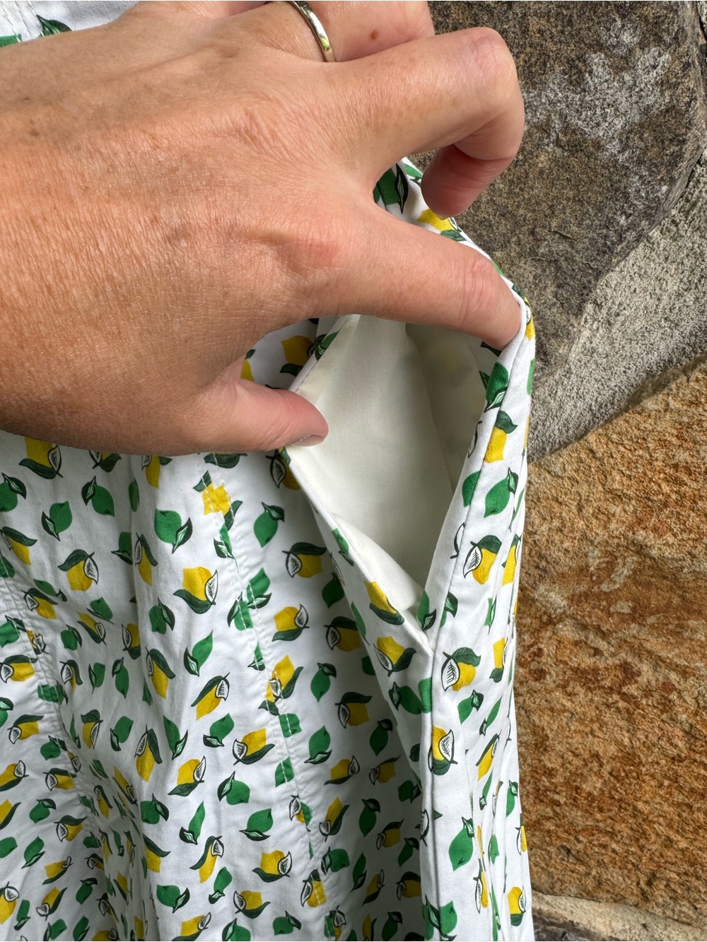 Boden Lemon Print A Line Sun Dress 4 Stretch Cotton Cottagecore Coastal Whimsy - Picture 5 of 14